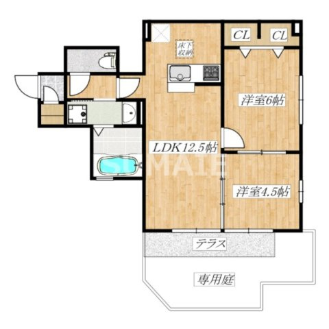 ＳＵＮＳＵＮの間取り|ワンフロア１世帯のアパートです！