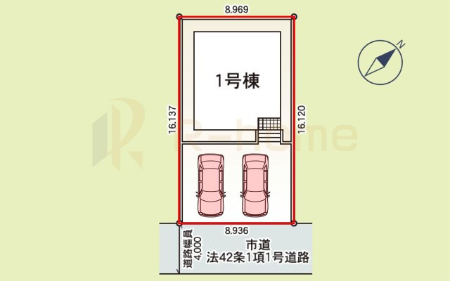 つくば市観音台第15　新築戸建て　1号棟の区画図|大きなお買い物だからこそ、メリット・デメリットを伝えさせて頂きます。
R-homeにお任せください♪