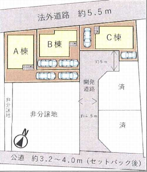 海老名市下今泉4丁目　新築戸建全3棟　B棟の区画図