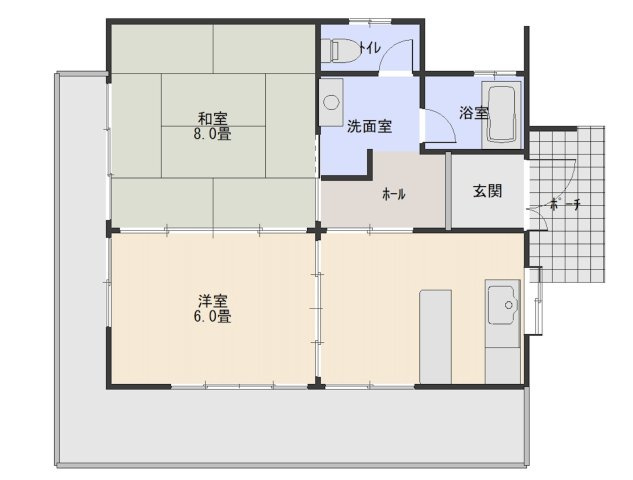 【北杜市大泉町西井出】林の中にあるコンパクトな平家の間取り
