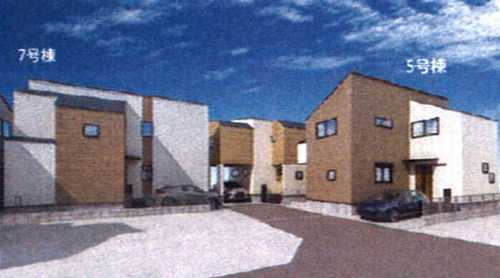 茅ヶ崎市松が丘1丁目　新築戸建全9棟　5号棟の外観パース