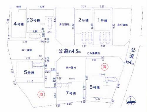 茅ヶ崎市松が丘1丁目　新築戸建全9棟　7号棟の区画図