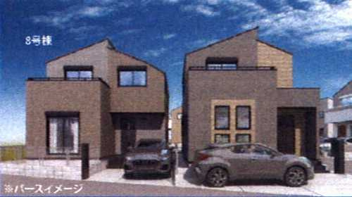 茅ヶ崎市松が丘1丁目　新築戸建全9棟　8号棟の外観パース