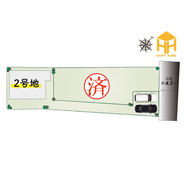 ブルーミングガーデン中野西2丁目新築一戸建て│4LDK+並列駐車２台可の区画図|周辺環境に優れた住宅街に平屋と2階建の2棟が誕生いたします！