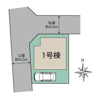 所沢市北所沢町・全1棟　新築一戸建　～高品質デザイン住宅～の区画図|交通量の少ない閑静な住宅街。落ち着きある住環境です♪