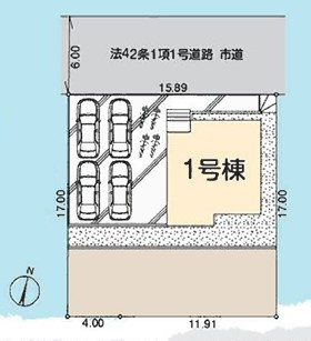 八王子市　久保山町　新築一戸建て　２期の区画図|～北側6ｍ道路に面している整形地　敷地はゆとりある81坪超～
