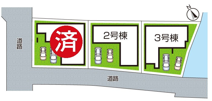京都市左京区北白川仕伏町　新築一戸建ての区画図|全3区画