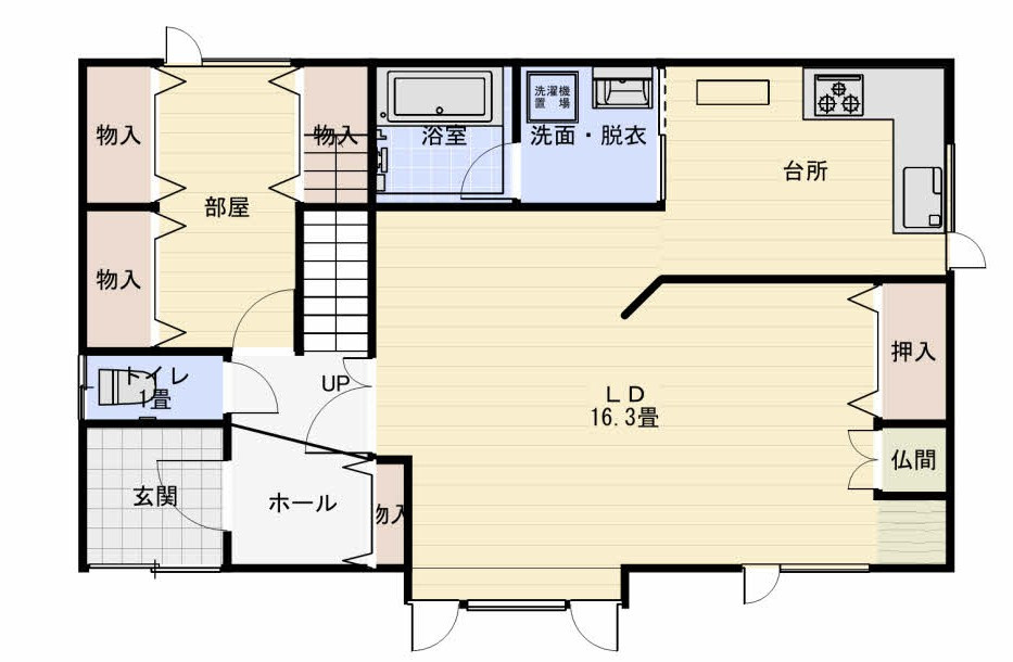 材木町14　中古住宅　3LDKの間取り|LDKで20帖以上有ります。