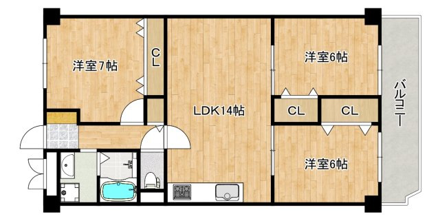 堺東グリーンハイツの間取り|令和７年１２月リフォーム済！まだまだ綺麗なお住まいです！現況空家ですので、お忙しい方でもお仕事帰り等にご内覧頂けます♪