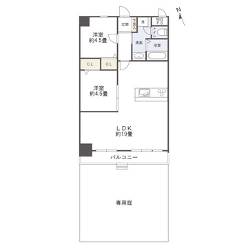 チサンマンション小笹の間取り|専有面積65.97㎡の2LDK。単身者・小家族の方におすすめの広さです。