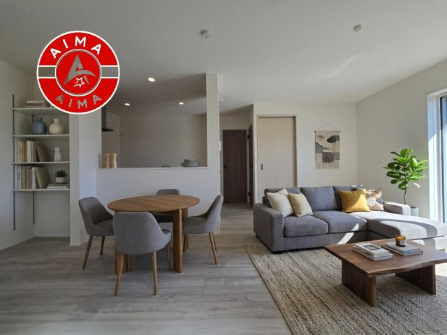 福岡市南区屋形原2丁目第1-4棟（3号棟）の内観：施工例|明るく開放的なリビングダイニングは豊かな陽光が注ぎ込み、やすらぎの空間を演出してくれます。ご家族で楽しいひとときをお過ごし下さい。※家具はCGを合成したものです。