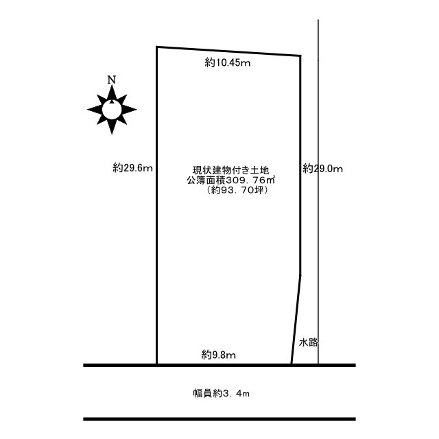 西京区桂乾町の土地図|土地面積：約93.70坪