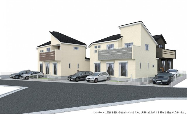 横浜市瀬谷区北新 新築戸建て【仲介手数料無料】カースペース2台の外観パース