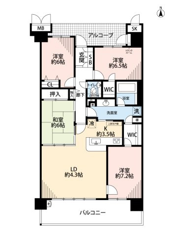 マークスタウン・グランフィーネ川西の間取り