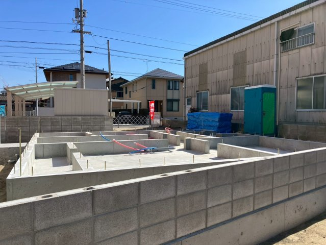 丸亀市　中府町①　太陽光つきオール電化住宅の外観|建築中の現地写真【2026.2.17】