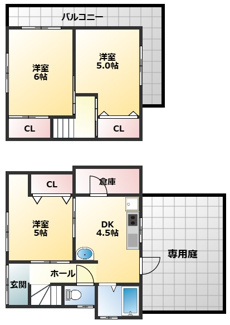 【間取り】 | 家庭菜園と大型犬と暮らせる貸家（森脇貸家）