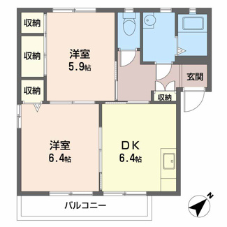【間取り】 | ミレニアムガーデンⅡ | 2DK