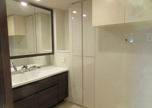 プラウドタワー武蔵浦和レジデンスの洗面所|ミラーキャビネット付洗面台　※2026.1撮影