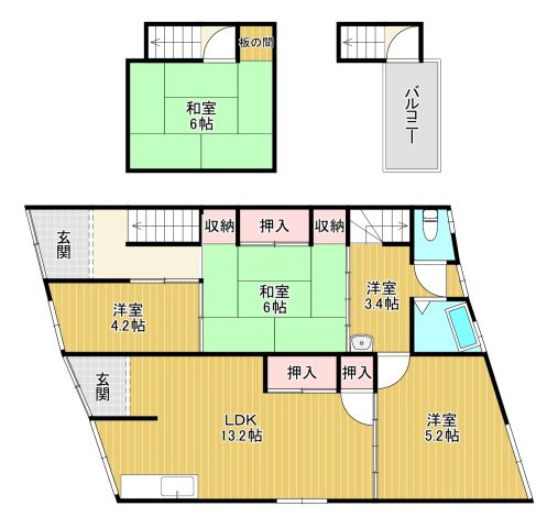 【間取り】 | 中宮2丁目貸家（連棟）