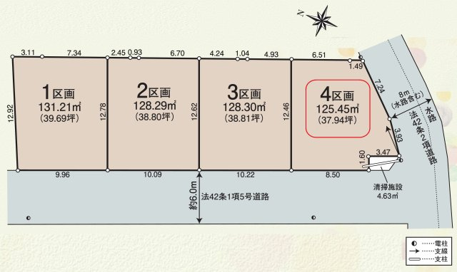 所沢市山口・全4区画　建築条件なし土地　4区画