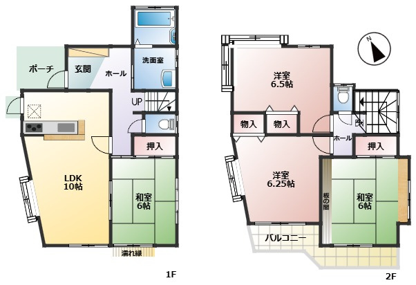 白岡市小久喜　中古一戸建ての間取り|全居室6帖以上の開放的な間取り！家具や家電もお好みの配置が叶います♪