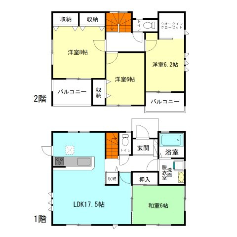 【間取り】 | リーブルガーデン.S吉岡町第12下野田ー② | 全居室6帖以上＋暖かな全居室南向き！