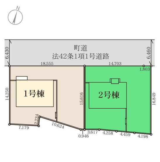 【区画図】 | リーブルガーデン.S吉岡町第12下野田ー② | 敷地面積80坪！八木原駅1.5Km圏内の2区画！