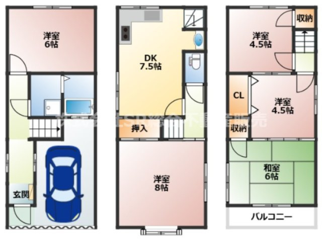 横小路町６丁目中古戸建の間取り|5DKの広々とした間取りで家具を置いても狭く感じません♪
現在8.8万、利回り7.5％で賃貸中です！