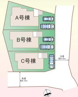 【区画図】 | 海老名市杉久保北5丁目　新築戸建て　全3棟 | 全3棟のＡ号棟