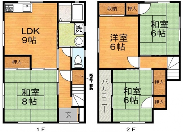 沖本貸家　Ａ棟の間取り