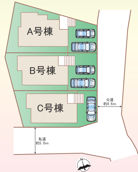 【区画図】 | 海老名市杉久保北5丁目　新築戸建て　全3棟 | 全3棟のＣ号棟