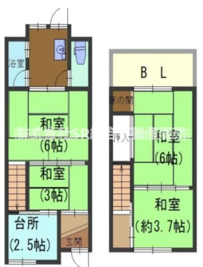 御幸町中古テラスハウスの間取り|ご夫婦お二人様・ファミリー様にオススメです！