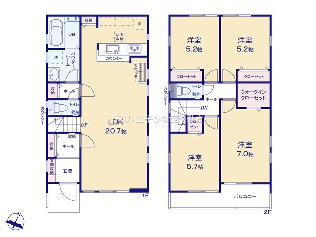 『八王子市新築戸建て』八王子市東中野68-1【仲介手数料無料】　　１期の間取り|～仲介手数料無料☆八王子ひなた不動産～八王子市東中野　新築戸建て