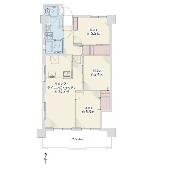 【間取り】 | 鳥飼リバーハイツ | ◆◇別府駅まで徒歩10分◇◆大型WICで荷物をスッキリ収納【駐車場空き有】【鳥飼小 徒歩6分】