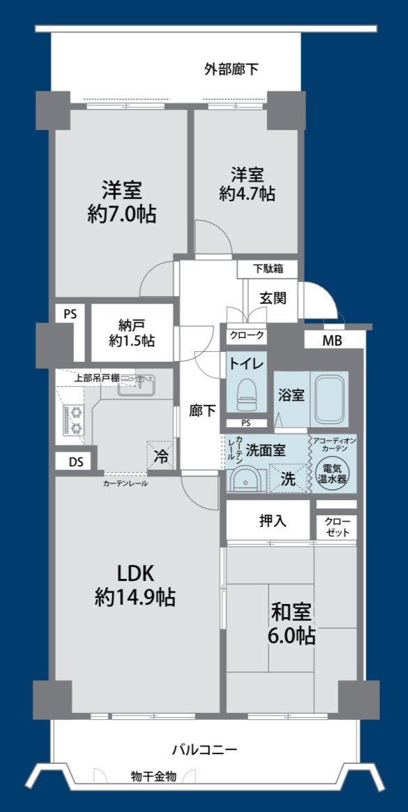 我孫子市布佐平和台駅前マンションウイングA棟の間取り