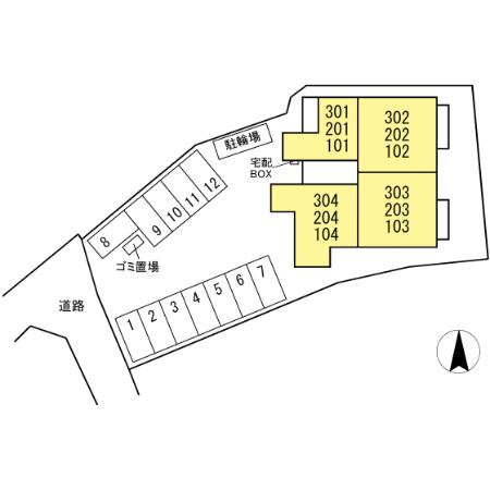 サンドルフ高須Ⅱ番館の区画図