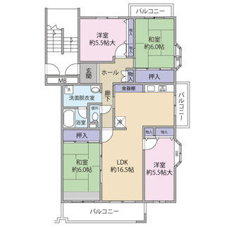 【間取り】 | エルメホール越谷2号棟 | 専有面積：97.96㎡　広々とした4LDK　収納豊富で、３面採光の最上階東南角部屋です　※現況と相違ある場合は、現況を優先いたします