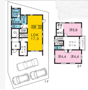 高知市宇津野　売地（建築条件付き）の区画図|※参考プランです。間取り変更可能。3LDK、駐車3台も可能です☆