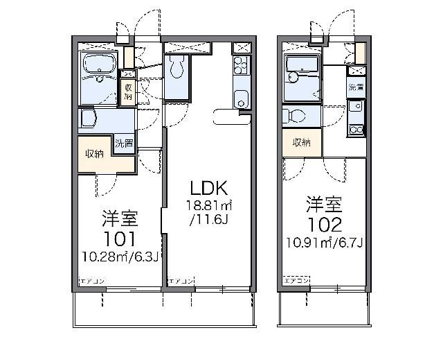 レオパレスＭａｋｅａｒｒｏｗⅢの間取り