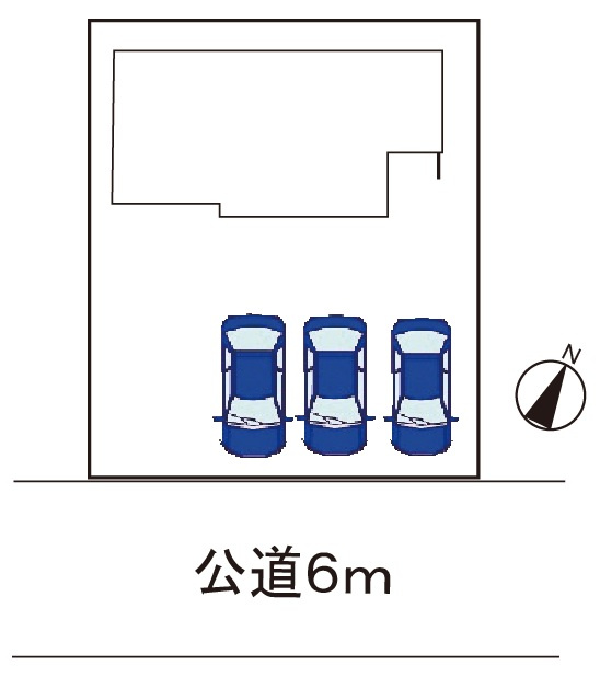 小牧市古雅４丁目　新築戸建の区画図|駐車場並列３台可。