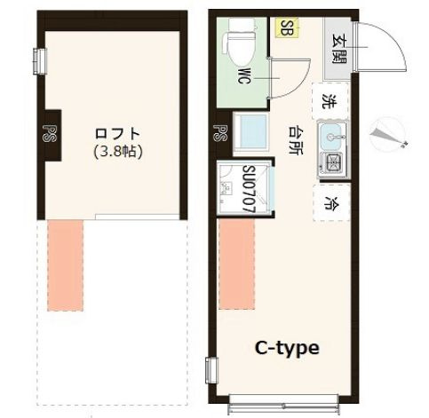 ハーモニーテラス貫井Ⅱの間取り|収納・寝室にも使えるロフト☆