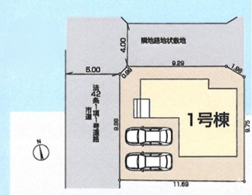 【Livele Garden.S】国分寺北町の区画図|北側隣地敷地となっており北西角地のような物件です♪