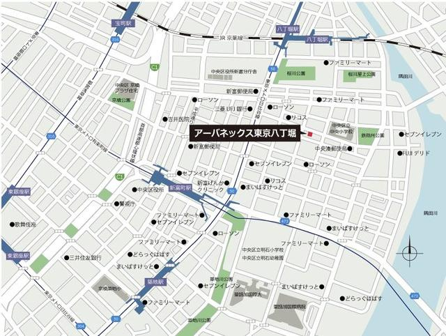 アーバネックス東京八丁堀の地図