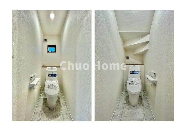 足立区神明2丁目新築分譲住宅のトイレ|【トイレ×2】温水洗浄便座機能付きトイレ。温水洗浄便座は清潔にお使いいただくための大切なアイテムです。