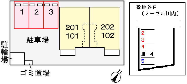 ノーブル　川内　Ⅲ番館の駐車場