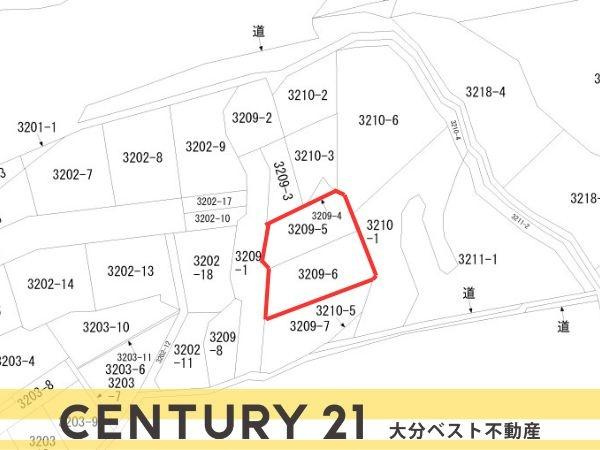 別府市大字鶴見　土地の土地図|敷地の形状が分かりやすい間取り図です。周辺区画との位置関係も一目で確認できます。複数道路に面しているのでアクセスしやすい区画になっています。間取りの把握が容易で計画も立てやすい配置です。
