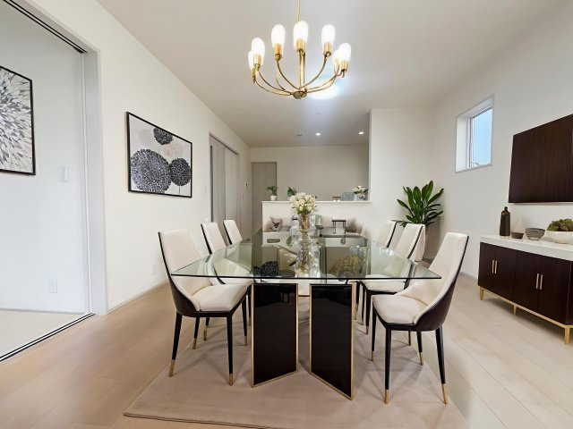 新築戸建・新築建売　福島市蓬莱6丁目第2　蓬莱東小・蓬莱中の居間・リビング|画像はバーチャルホームステージングの加工による演出で、実際の家具は付きません。