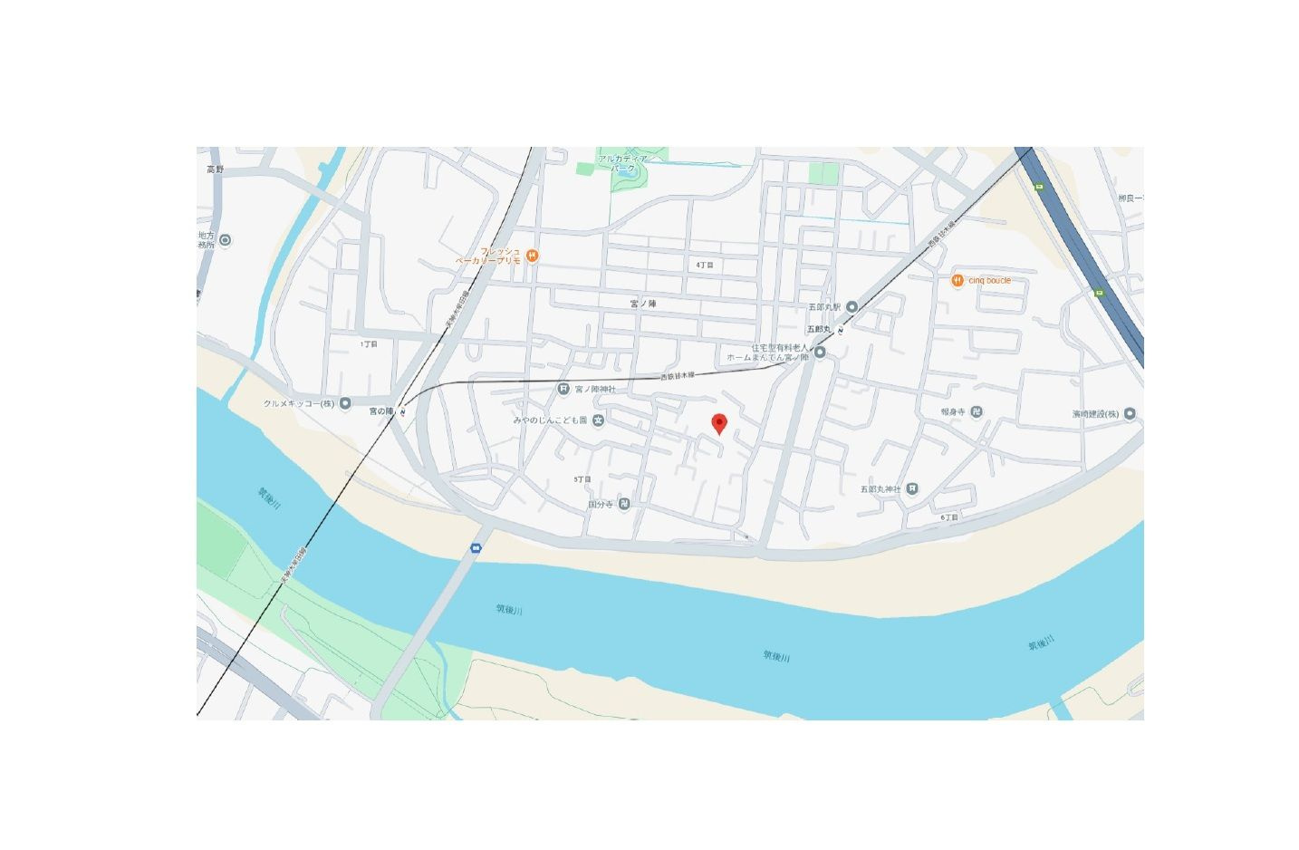 久留米市宮ノ陣５丁目　新築戸建【2号棟】の地図