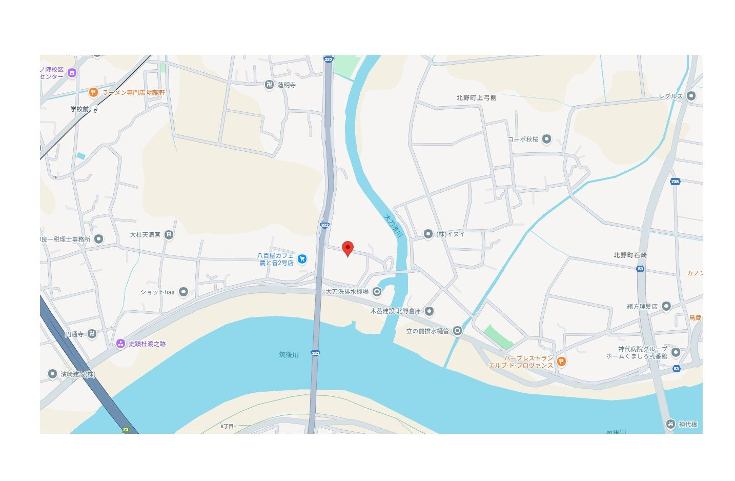 久留米市宮ノ陣町大杜　新築戸建【1号棟】の地図