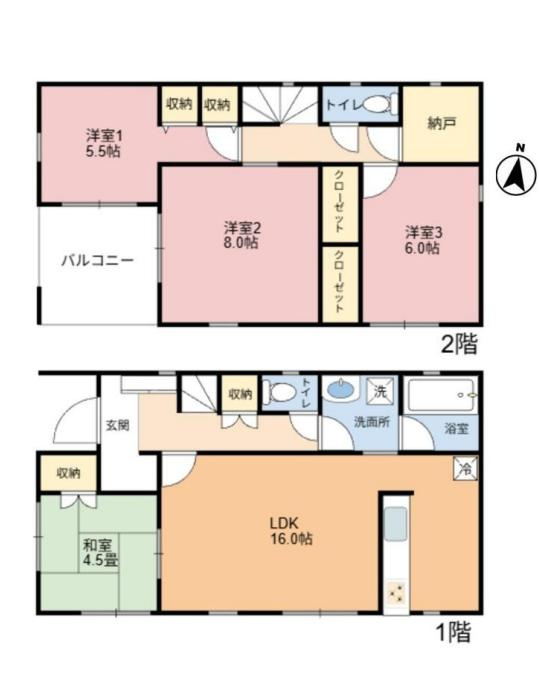 牛久市猪子町　中古戸建の間取り